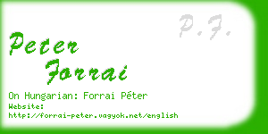 peter forrai business card
